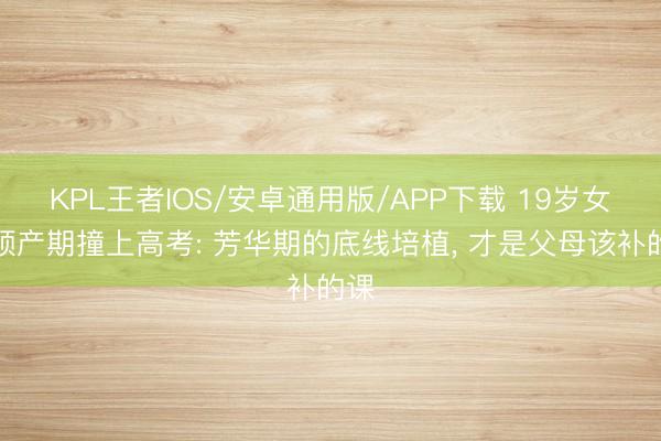 KPL王者IOS/安卓通用版/APP下载 19岁女孩预产期撞上高考: 芳华期的底线培植， 才是父母该补的课