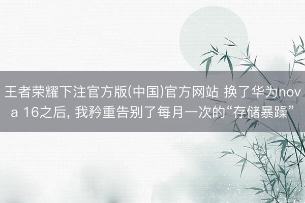 王者荣耀下注官方版(中国)官方网站 换了华为nova 16之后, 我矜重告别了每月一次的“存储暴躁”