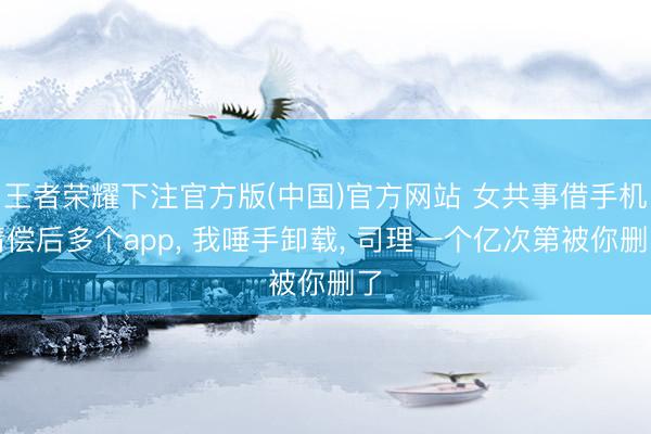 王者荣耀下注官方版(中国)官方网站 女共事借手机清偿后多个app， 我唾手卸载， 司理一个亿次第被你删了