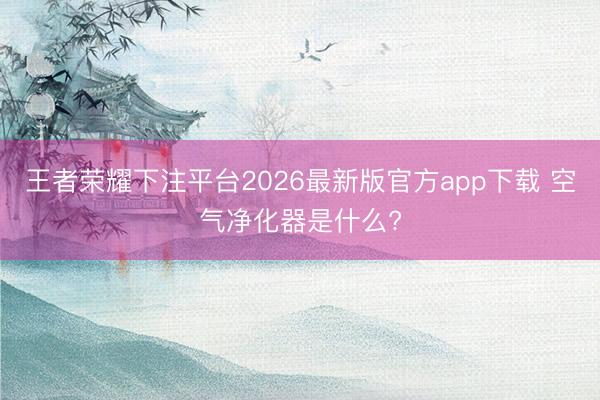 王者荣耀下注平台2026最新版官方app下载 空气净化器是什么?