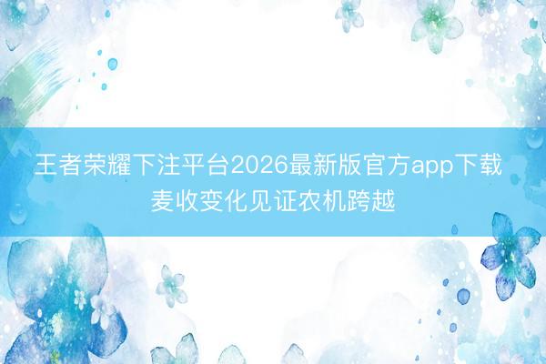 王者荣耀下注平台2026最新版官方app下载 麦收变化见证农机跨越