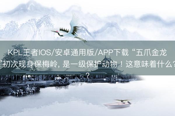KPL王者IOS/安卓通用版/APP下载 “五爪金龙”初次现身保梅岭, 是一级保护动物 ! 这意味着什么?